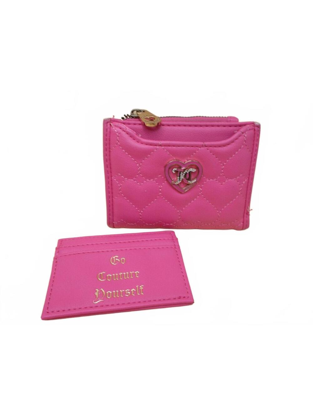 Juicy Couture Pink Heart Quilted Wallet with Card Holder Set